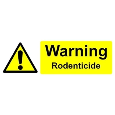 Image of Warning rodenticide Safety Sign (L) Self Adhesive Sticker (300mm x 100mm)