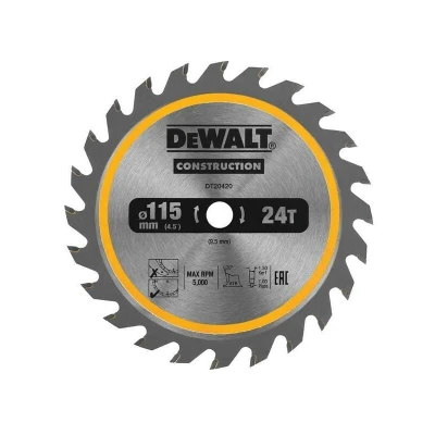 Image of DeWalt DT20420 TCT Construction Circular Saw Blade 115 x 9.5mm 24T