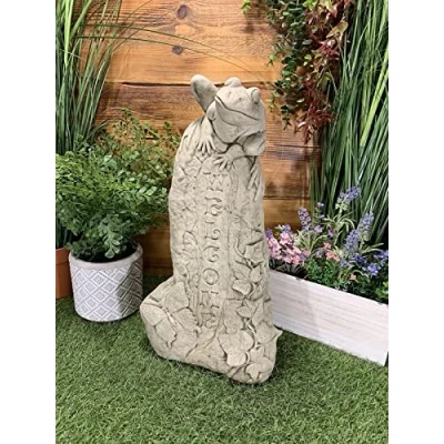 Image of STONE GARDEN LARGE WELCOME FROG STATUE ORNAMENT