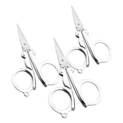 Image of 3 Pieces Small Folding Scissors, Travel Multifunctional Stainless Steel Mini Scissors