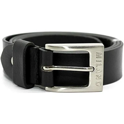 Image of Milano Mens Full Grain Leather Belt 1.5&quot; (40mm) Black Brown # ML 2920 Black, XL