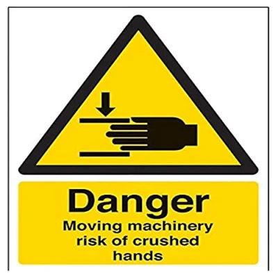 Image of VSafety Danger Moving Machinery Risk Of Trapped Hands Sign Portrait 150mm x 200mm 1mm Rigid Plastic