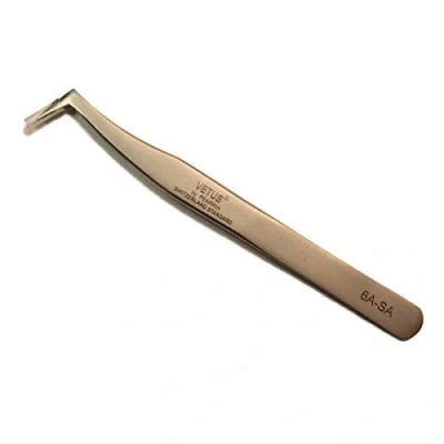 Image of Vetus Tweezer Non Magnetic Stainless Steel Curved Slant Tip Eyelash Eyebrow Makeup Tool ST 17