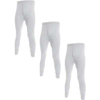 Image of 3 Pairs Mens Undercover Brushed Thermal Long Johns White Medium