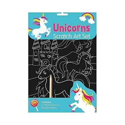 Image of Alligator Products 3126/UNSA2 Unicorns Scratch Art Set, Multicolour