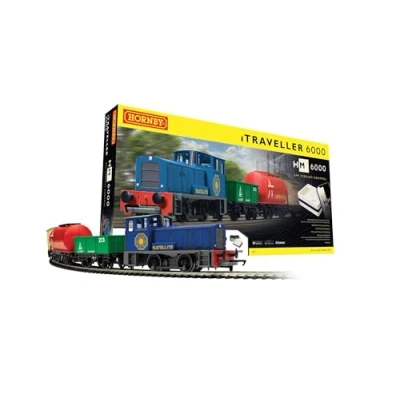Image of Hornby Train Set R1271M iTraveller 6000 Digital OO Gauge Locomotives Model Railway Sets, Starter Electric Kits Steam Engine Building Kits, 1:76 Scale Gifts
