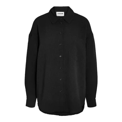 Image of Noisy may Women&#039;s Nmripple L/S Oversized Shirt WVN Noos Long Sleeve Blouse, Black, M