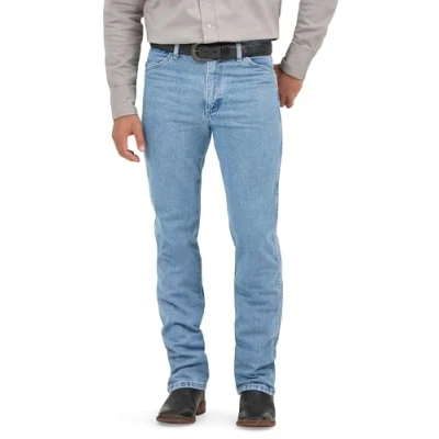 Image of Wrangler Men&#039;s Cowboy Cut Slim Fit Jean, Antique Wash, 31W x 34L Blue