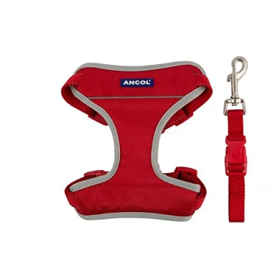 Image of Ancol Car Travel &amp; Exercise Harness Red Small Size 37 58cm