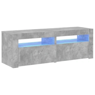 Image of vidaXL TV Cabinet with LED Lights Hifi Stand Media Unit Entertainment Centre Modern Desk Bedroom Living Room Furniture Concrete Grey