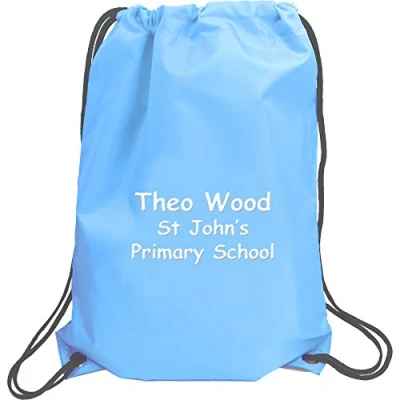 Image of TeddyTs Personalised Name &amp; School Sports PE Drawstring Gym Swimming Bag (Laser Blue)
