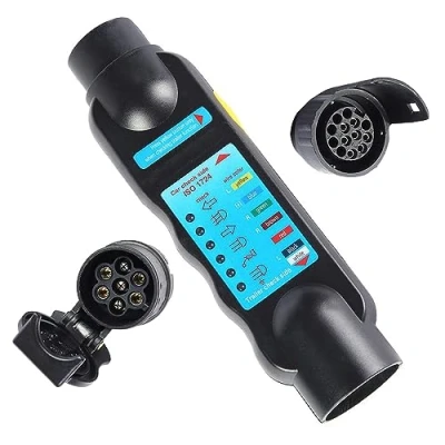 Image of AOHEWEI 7 Pin Trailer Plug Tester Socket Light Connector Wiring Circuit Diagnostic Testing Tools with 13 Towing Adapter for Caravan Truck or