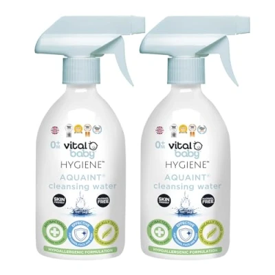 Image of Vital Baby AQUAINT Sanitising Water Kills 99.9% of Germs Safe No Alcohol, Fragrance or Harmful Chemicals to Swallow Sanitise Bottles, Soothers, Toys &amp; Surfaces Vegan