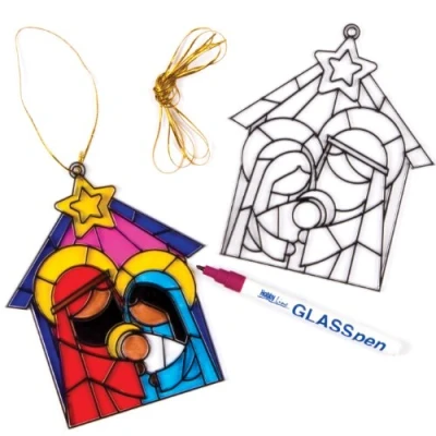 Image of Baker Ross EF258 Nativity Suncatcher Decorations, Christmas Crafts for Kids to Make and &amp; Display (Pack of 4), Assorted