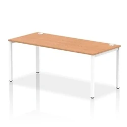 Image of Impulse Bench Single Row 1800 White Frame Office Desk Oak