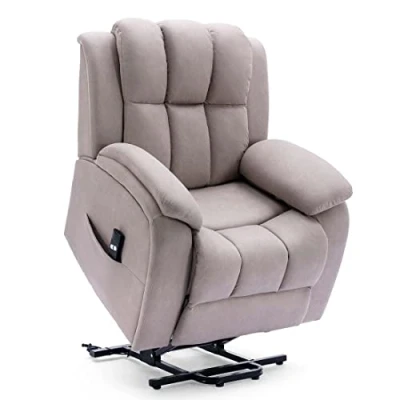 Image of More4Homes BROOKLINE ELECTRIC FABRIC SINGLE MOTOR RISER RECLINER LIFT MOBILITY TILT CHAIR PUMICE