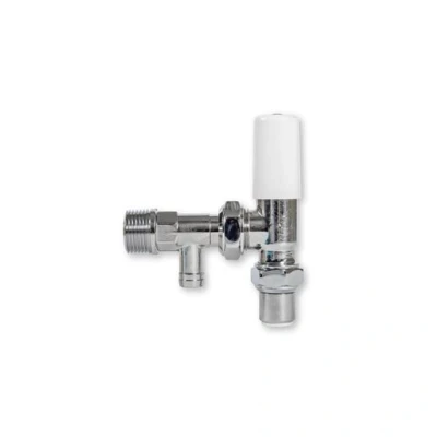 Image of Myson Matchmate 10mm Lockshield Angle Chrome Drain Off C/W Pushfit 90 Degree Elbow