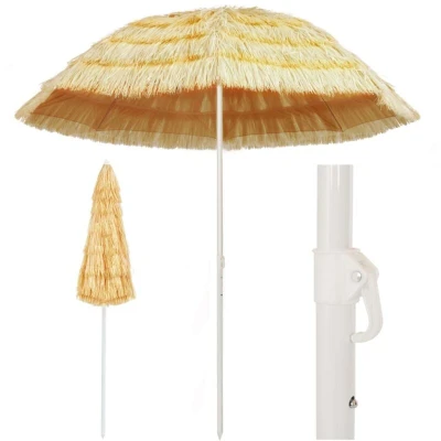 Image of vidaXL Beach Parasol Natural 240 cm Hawaii Style