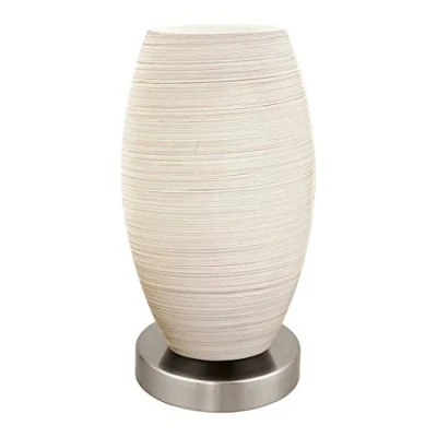 Image of Eglo Batista 3 table lamp, 1 flame steel bedside colour: nickel matt, glass: wiping technique, white, socket: E27, incl. Switch