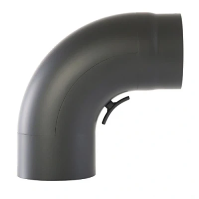 Image of Kamino Flam 90 Elbow Pipe Ø 150mm, Steel Stove with Door, Chimney Heat Resistant Senotherm Coating, Single Wall Flue Door EN 1856 2 Standard, Grey