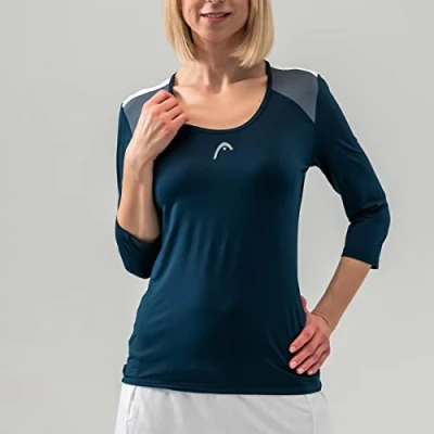 Image of HEAD Club 22 Tech 3/4 Shirt, Womens, Dark Blue, Small