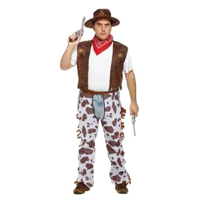 Image of Adult Men&#039;s Western Cowboy Chaps Fancy Dress Costume. XL Size Perfect for A Stag Do or any Cowboys and Indians Inspired Events.