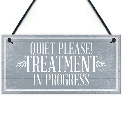 Image of RED OCEAN Quiet Please TREATMENT IN PROGRESS Do Not Disturb Hanging Wall Door Salon Sign Plaque Gift