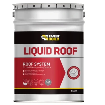 Image of Everbuild Liquid Roof All Weather Roofing System Ideal for Concrete, Mortar and Metals Slate Grey 21 kg