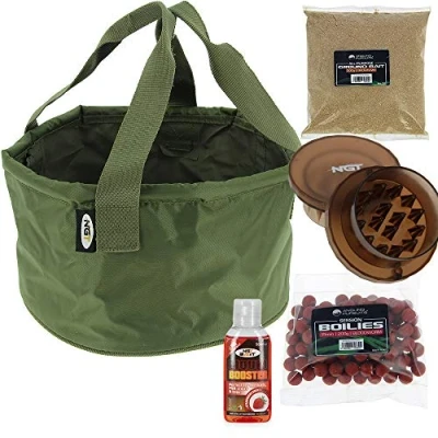 Image of DNA Leisure NGT Carp Fishing Bait Bowl with 50ml Liquid Boilie Grinder Groundbait Tackle Setup
