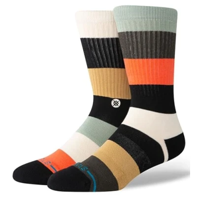 Image of Stance Indifferent Crew Socks Multi Striped Patterned Calf Large