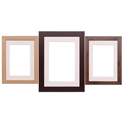 Image of Oak Darkoak Plum Mahogany Flat Wooden Effect Photo Picture Frame Poster Frames With Ivory Mount (8&quot;x6&quot; for Size 6&quot;x4&quot;, Dark Oak)