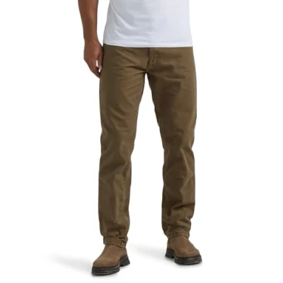 Image of Lee Mens Legendary Relaxed Straight Jean, Teak Plaid Fleece lined, 34W x 32L