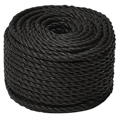 Image of vidaXL Work Rope House Garden Workshop Line Twisted Poly Cord Floristry Craft All purpose Black 16 mm 100 m Polypropylene
