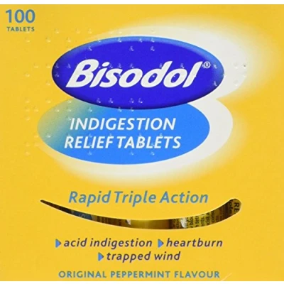 Image of Bisodol Indigestion Relief Tablets 100 Fast to Trapped Wind, Acid &amp; Heartburn,100 Count (Pack of 1)
