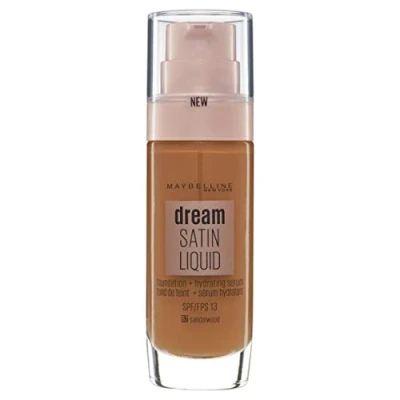 Image of Maybelline Foundation, Dream Satin Liquid Hydrating Foundation with Hyaluronic Acid and Collagen Lightweight, Medium Coverage Up to 12 Hour Hydration 62 Sandalwood