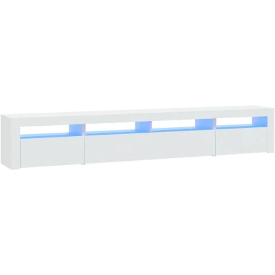 Image of vidaXL Contemporary TV Cabinet White Engineered Wood Media Unit with RGB LED Lights 240x35x40 cm Display Console