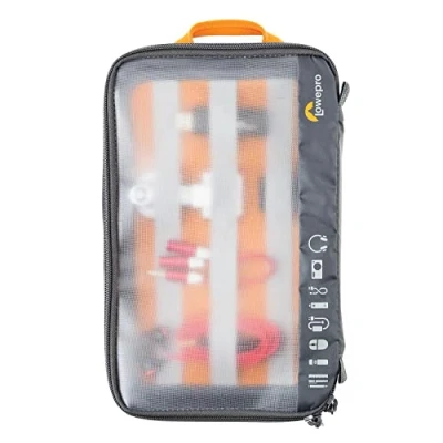 Image of Lowepro GearUp Pouch Large, Travel Essentials Case, Case for PC Cables, Adapters, Batteries, Chargers, Small Cameras and USB Sticks, Laptop Accessory Made of Recycled Fabric, Grey