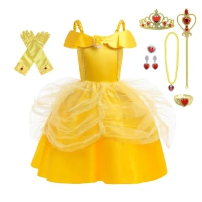 Image of Lito Angels Princess Belle Costume Party Fancy Dress Up with Accessories for Baby Girls Age 18 24 Months, Style A
