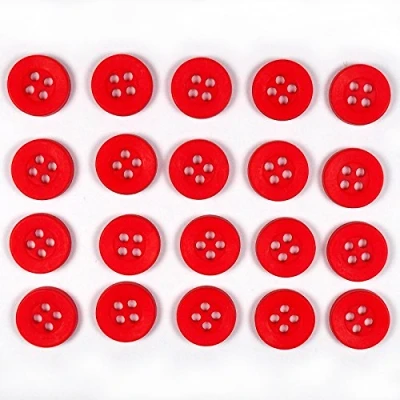 Image of Colour 4 Hole Round Shirt Buttons 11mm Wide Pack of 20 (Red)