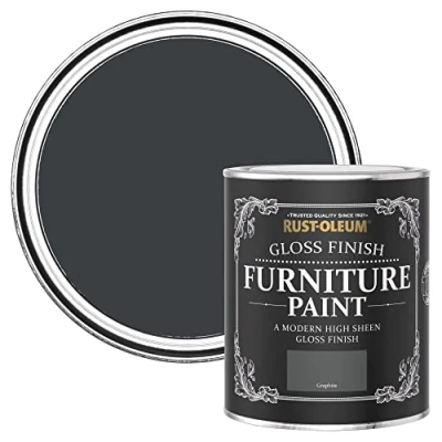 Image of Rust Oleum Dark Grey Furniture Paint in Gloss Finish Graphite 750ml