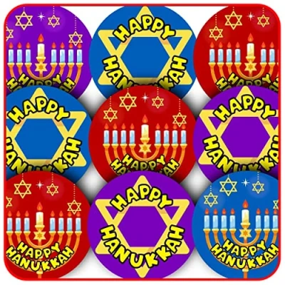 Image of 144 Happy Hanukkah 30mm Glossy Reward Stickers