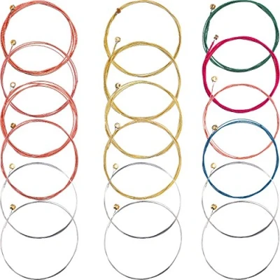 Image of 3 Sets of 6 Guitar Strings Replacement Steel String for Acoustic (1 Brass Set, 1 Copper Set and Multicolor Set)