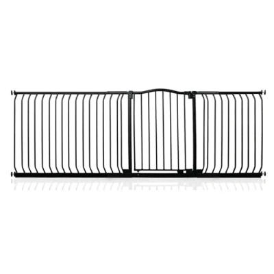 Image of Safetots Curved Top Safety Gate, 225cm 234cm, Matt Black, Pressure Fit Stair Baby Gate for Doors Hallways and Spaces, Barrier, Easy Installation