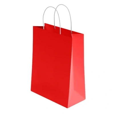 Image of 30 Pcs Small Red Paper Party Bags With Handles Colourful Gift for Kids Parties Weddings Birthdays Baby Showers Xmas and Sweets 18x22x8cm Kraft