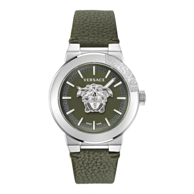 Image of Versace Medusa Infinite Gent Mens Green Watch VE7E00123 Leather (archived) One Size