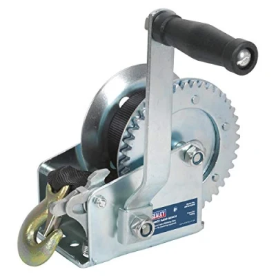 Image of Sealey Geared Hand Winch 540kg Capacity with Webbing Strap