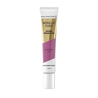 Image of Max Factor Miracle Pure Cream Blush 04 Blooming Berry, Moisturising, Plumps &amp; Hydrates, Buildable Glow, Infused with Hyaluronic Acid Squalene, Fresh Healthy Looking Skin, 100% Vegan