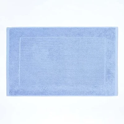 Image of HOMESCAPES Imperial Plain Light Blue Bath Mat 50 x 80 cm Super Soft Bathroom 100% Turkish Cotton Shower