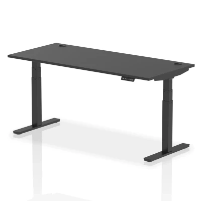Image of Air 1800x800mm Height Adjustable Desk Black Top Cable Ports Leg
