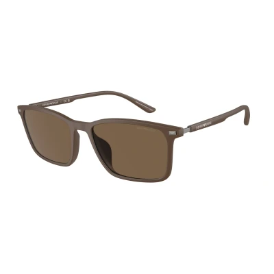 Image of Emporio Armani Sunglasses, Men&#039;s, Size: 56, Matte brown/dark brown